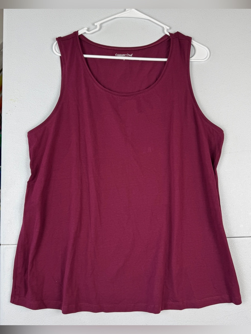 Coldwater Creek Tank Top Womens Plus Size‎ 1X Maroon Stretch Cotton Blend